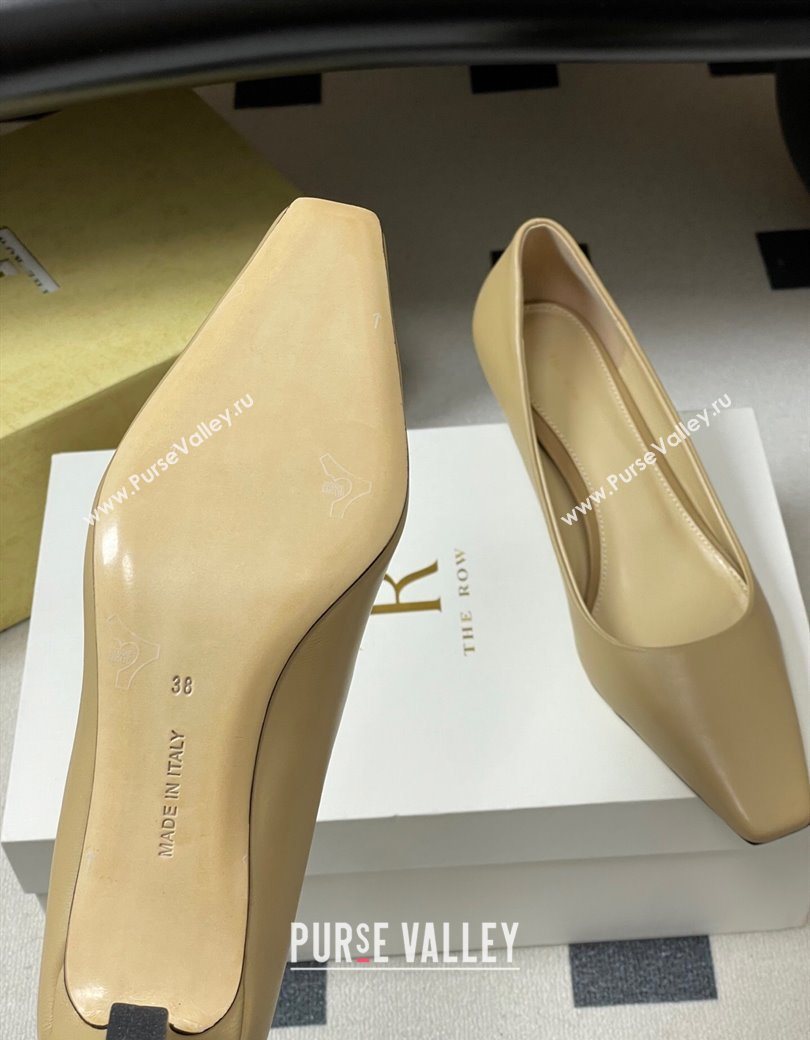 The Row Carla Leather Pumps 4cm in Calf Leather Beige Yellow 2025 TR120812 (MD-251208113)