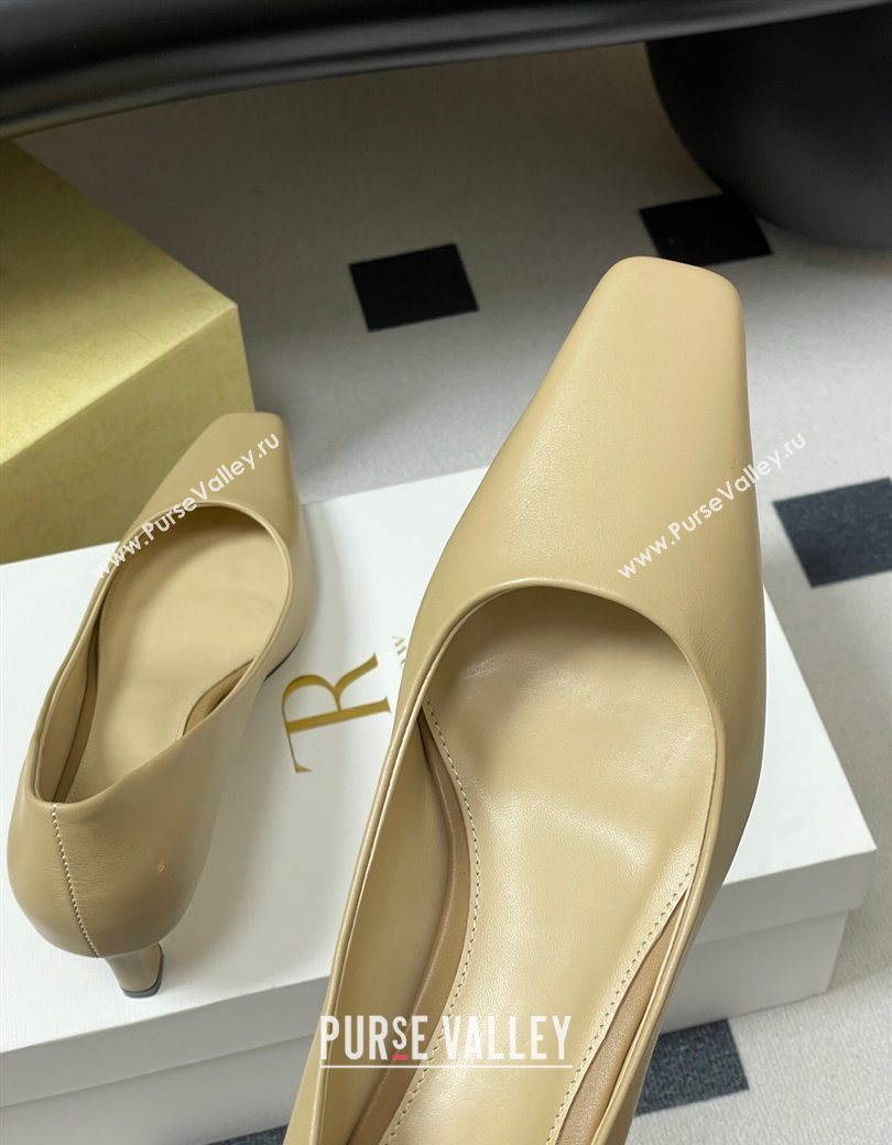 The Row Carla Leather Pumps 4cm in Calf Leather Beige Yellow 2025 TR120812 (MD-251208113)