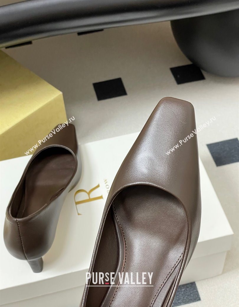 The Row Carla Leather Pumps 4cm in Calf Leather Dark Brown 2025 TR120812 (MD-251208114)