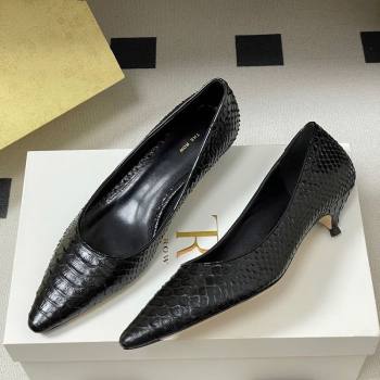 The Row Liisa Kitten Two Pumps 3.5cm in Embossed Leather Black 2025 TR120813 (MD-251208119)