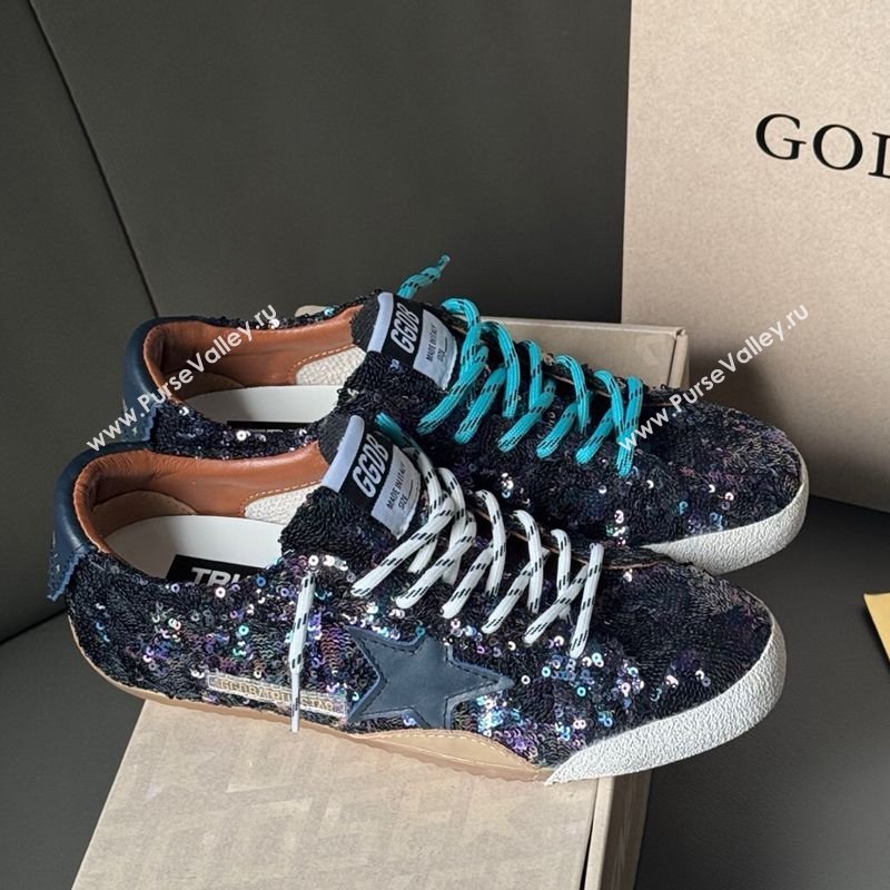 Golden Goose Womens True-Star in sequins with star and leather heel tab Blue/Multicolor 2025 0902 (13-250902104)