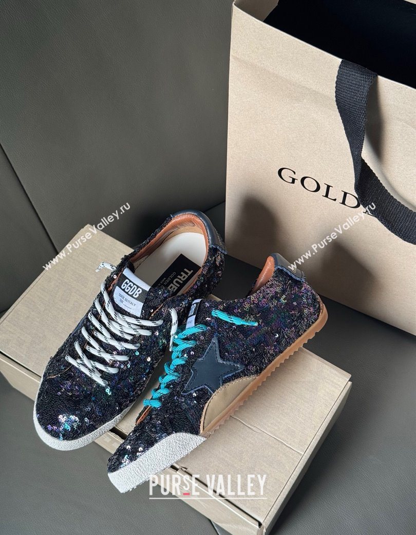 Golden Goose Womens True-Star in sequins with star and leather heel tab Blue/Multicolor 2025 0902 (13-250902104)