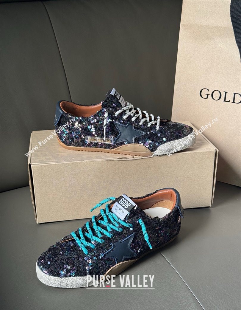 Golden Goose Womens True-Star in sequins with star and leather heel tab Blue/Multicolor 2025 0902 (13-250902104)