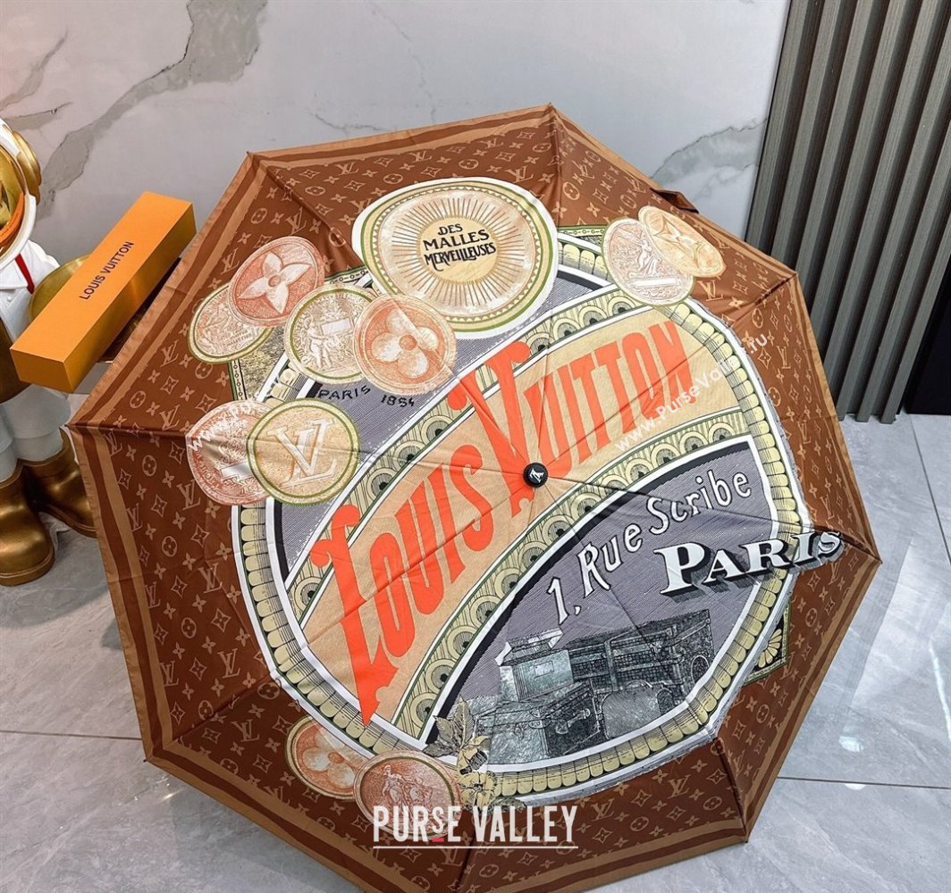 Louis Vuitton Coin Print Umbrella Brown 2025 0312 (shi-250312112)