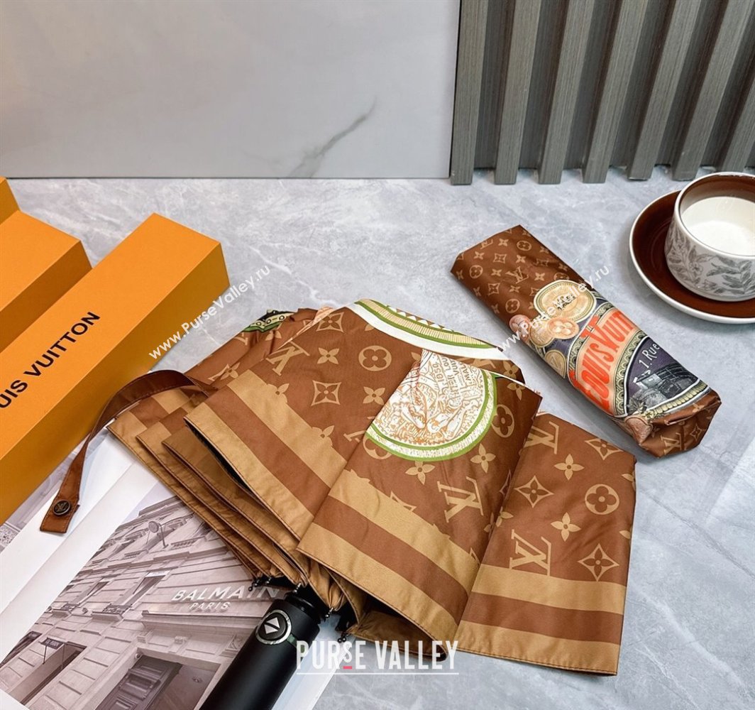 Louis Vuitton Coin Print Umbrella Brown 2025 0312 (shi-250312112)