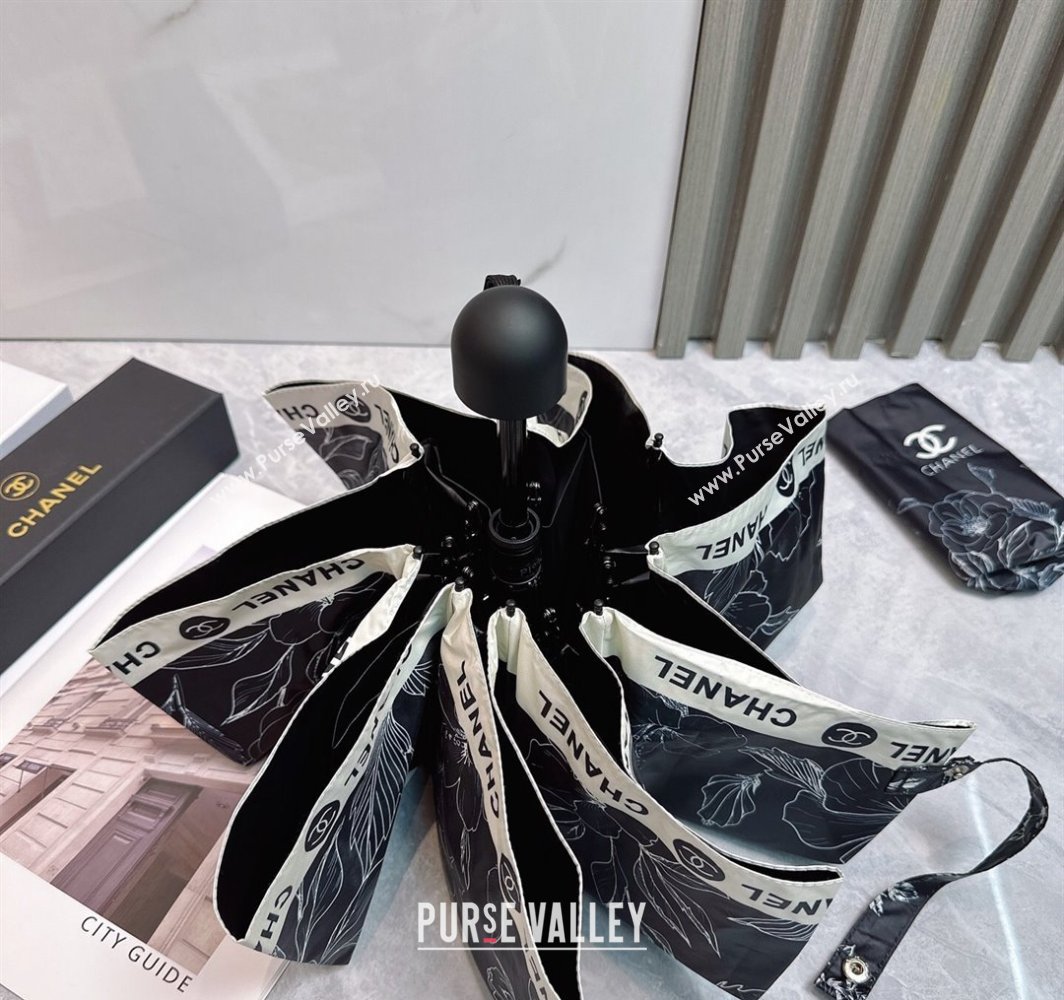 Chanel Flora Print Umbrella Black 2025 0312 (shi-250312114)