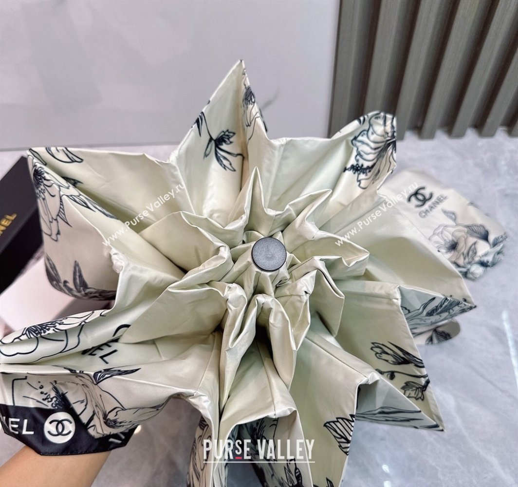 Chanel Flora Print Umbrella White 2025 0312 (shi-250312115)