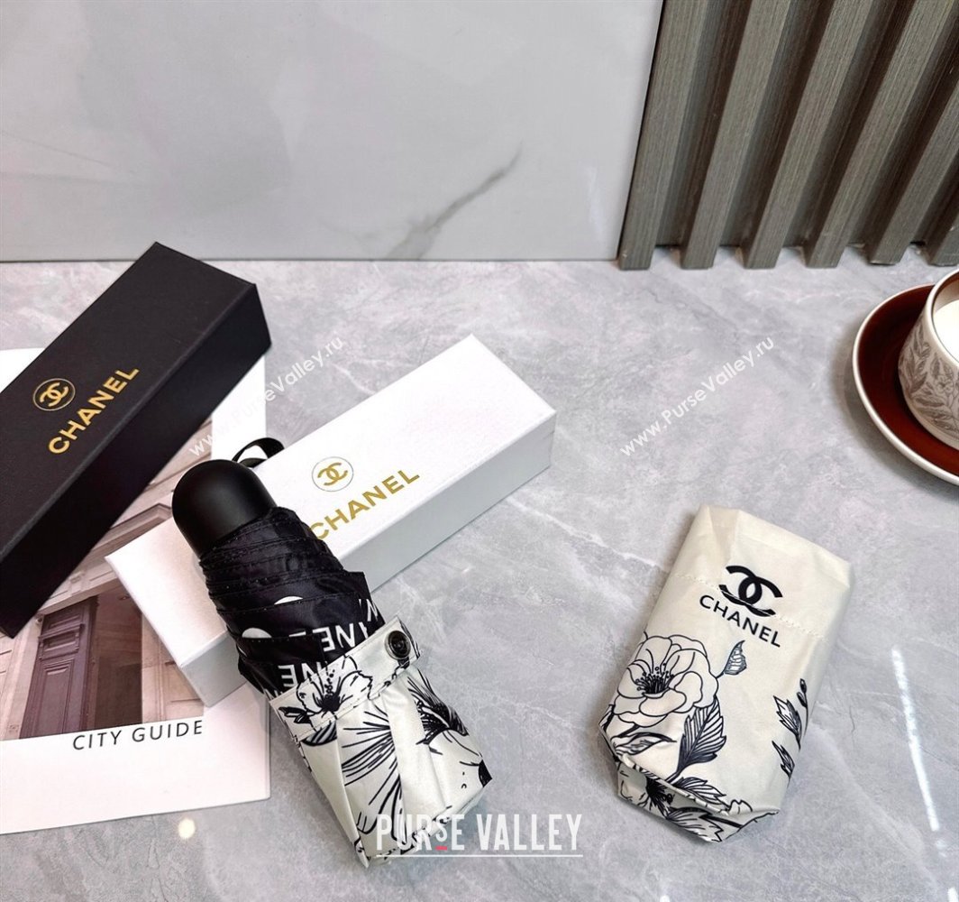 Chanel Flora Print Umbrella White 2025 0312 (shi-250312115)