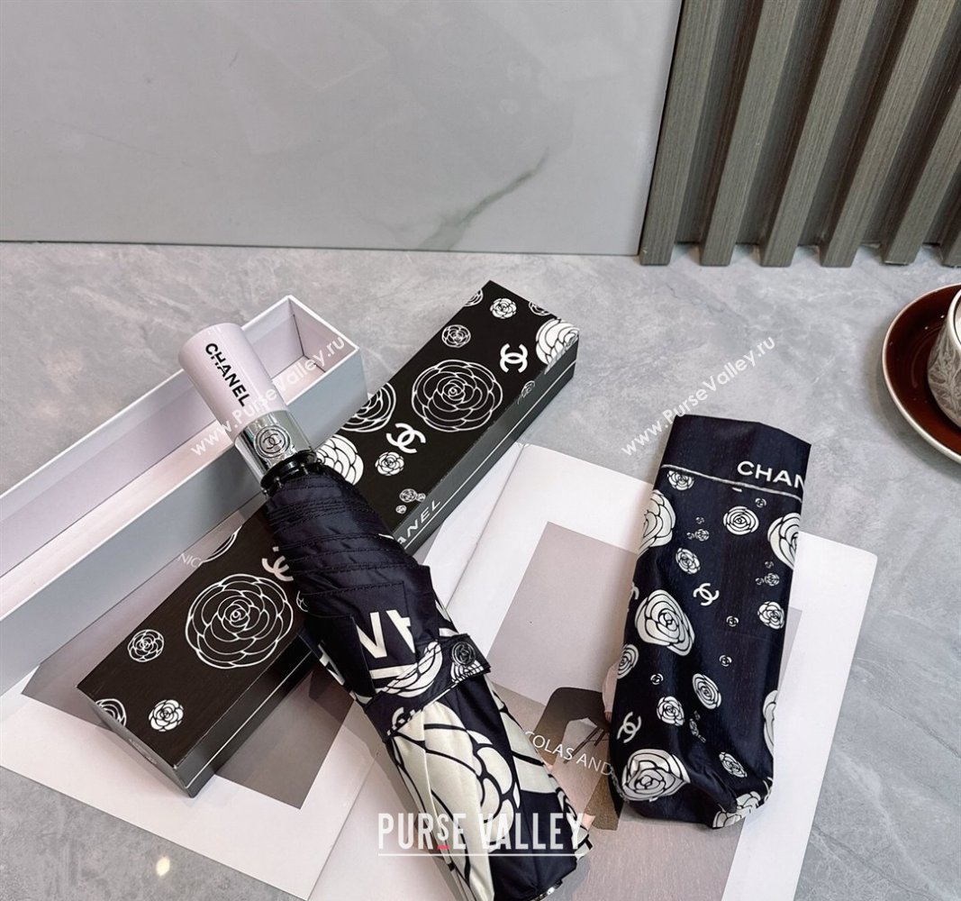 Chanel Camellia Bloom Umbrella Black/White2 2025 0512 (SHI-250512122)
