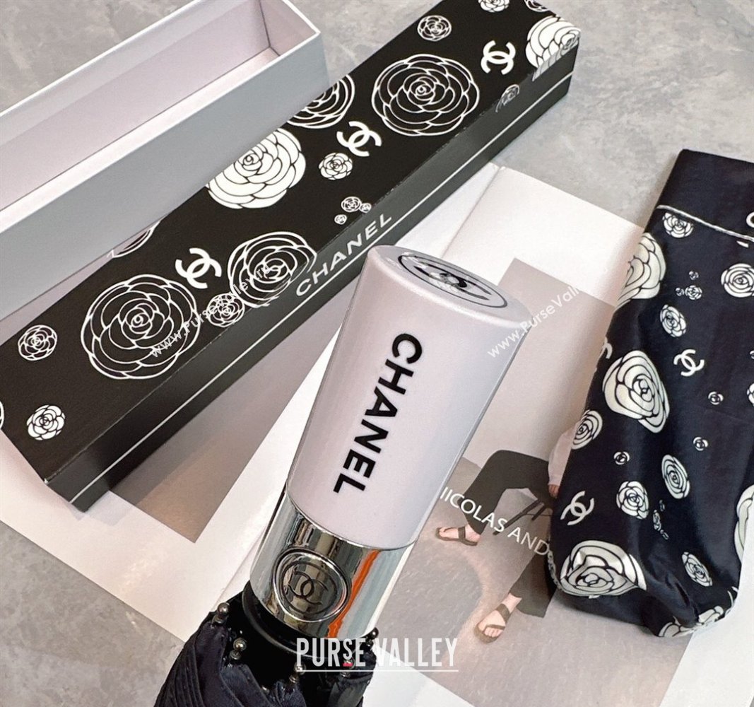 Chanel Camellia Bloom Umbrella Black/White2 2025 0512 (SHI-250512122)