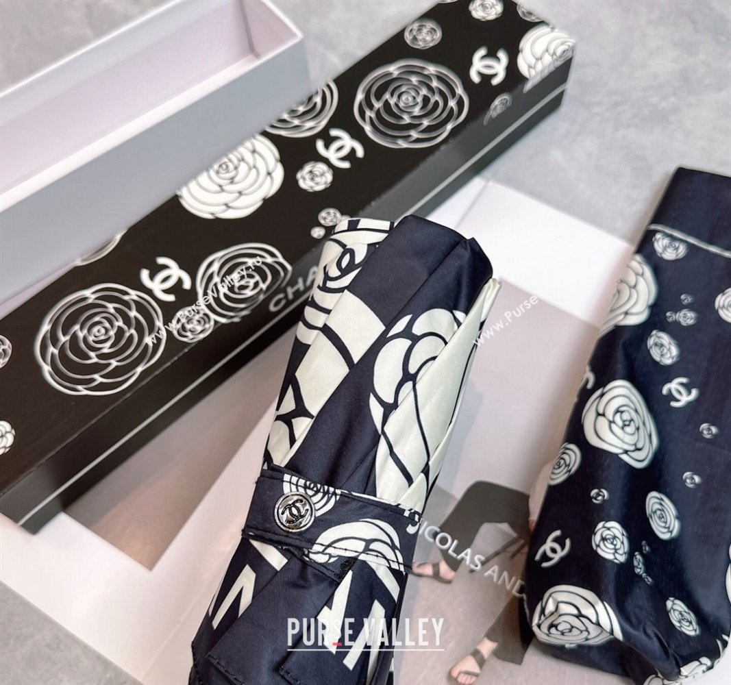 Chanel Camellia Bloom Umbrella Black/White2 2025 0512 (SHI-250512122)