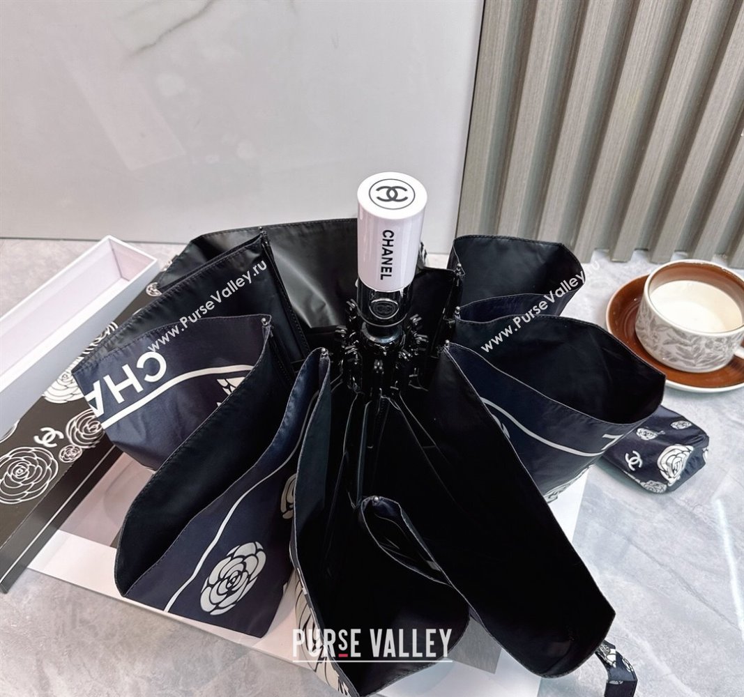 Chanel Camellia Bloom Umbrella Black/White2 2025 0512 (SHI-250512122)