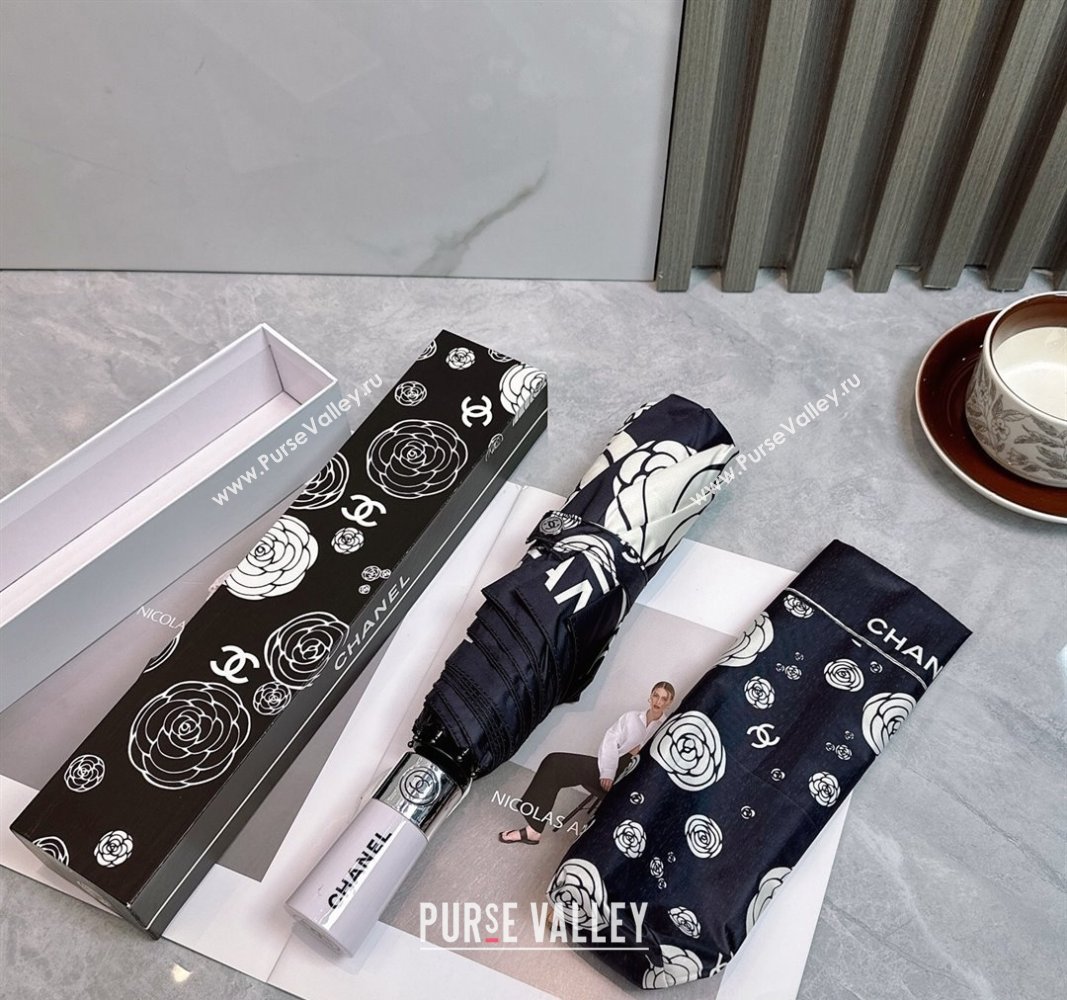 Chanel Camellia Bloom Umbrella Black/White2 2025 0512 (SHI-250512122)