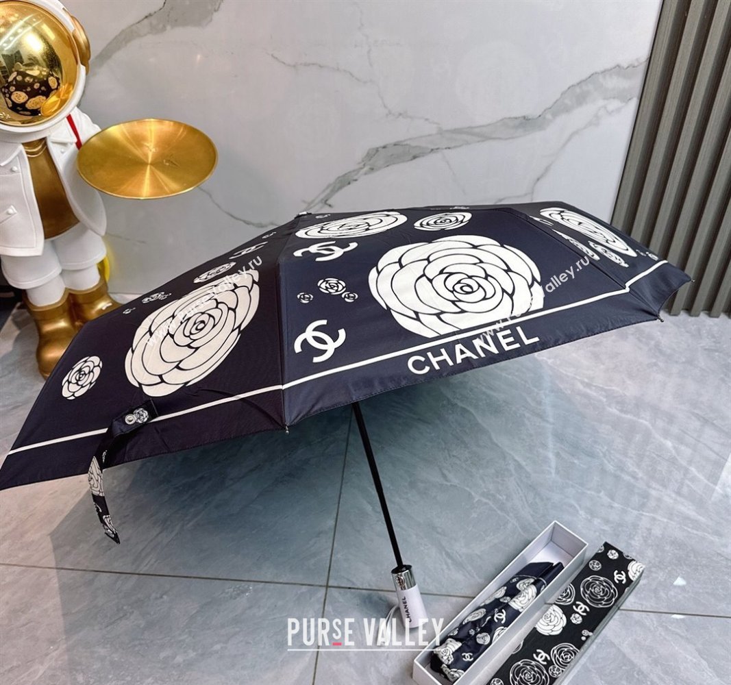 Chanel Camellia Bloom Umbrella Black/White2 2025 0512 (SHI-250512122)