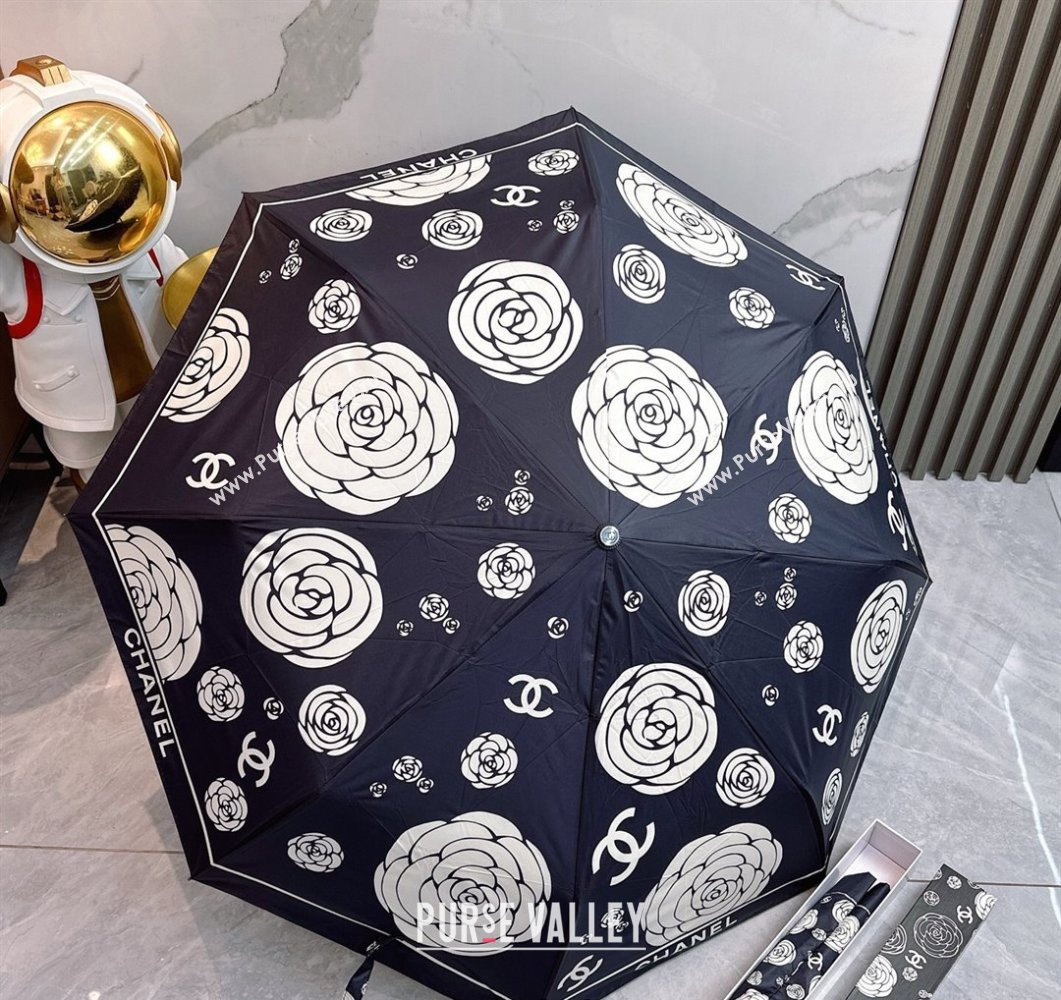 Chanel Camellia Bloom Umbrella Black/White2 2025 0512 (SHI-250512122)