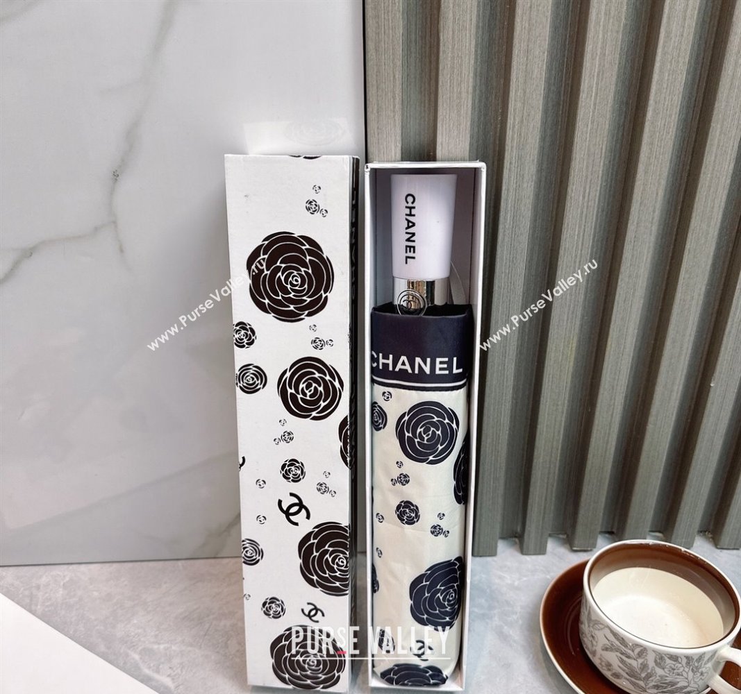 Chanel Camellia Bloom Umbrella White/Black2 2025 0512 (SHI-250512123)