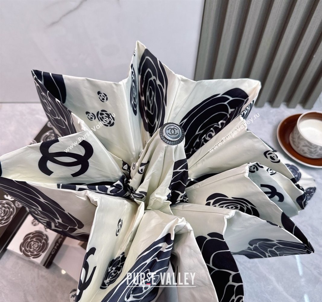 Chanel Camellia Bloom Umbrella White/Black2 2025 0512 (SHI-250512123)