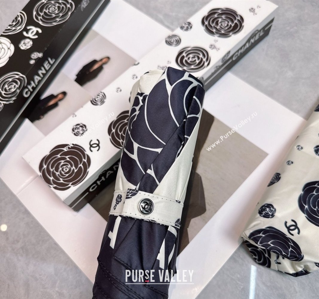 Chanel Camellia Bloom Umbrella White/Black2 2025 0512 (SHI-250512123)