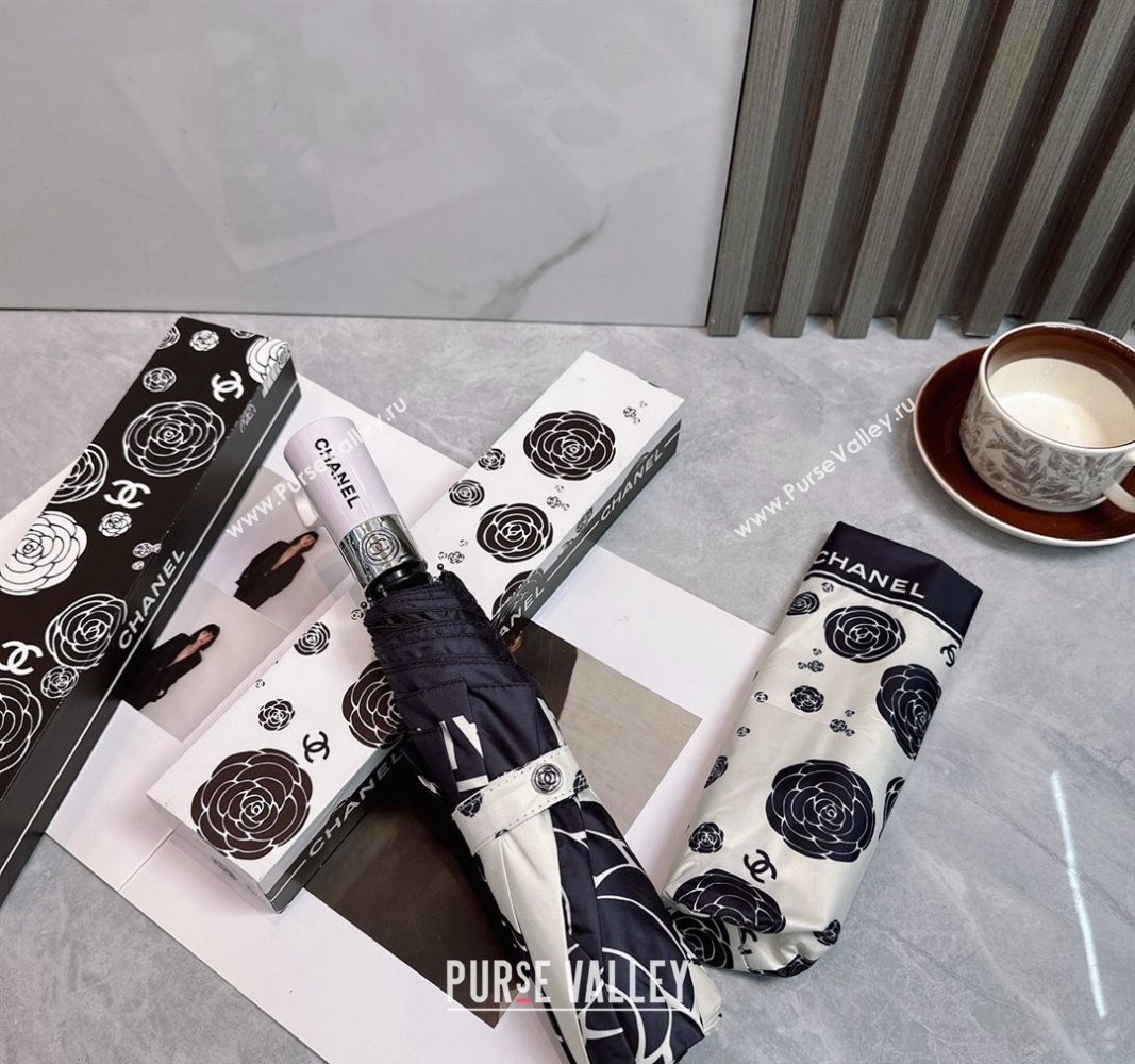 Chanel Camellia Bloom Umbrella White/Black2 2025 0512 (SHI-250512123)