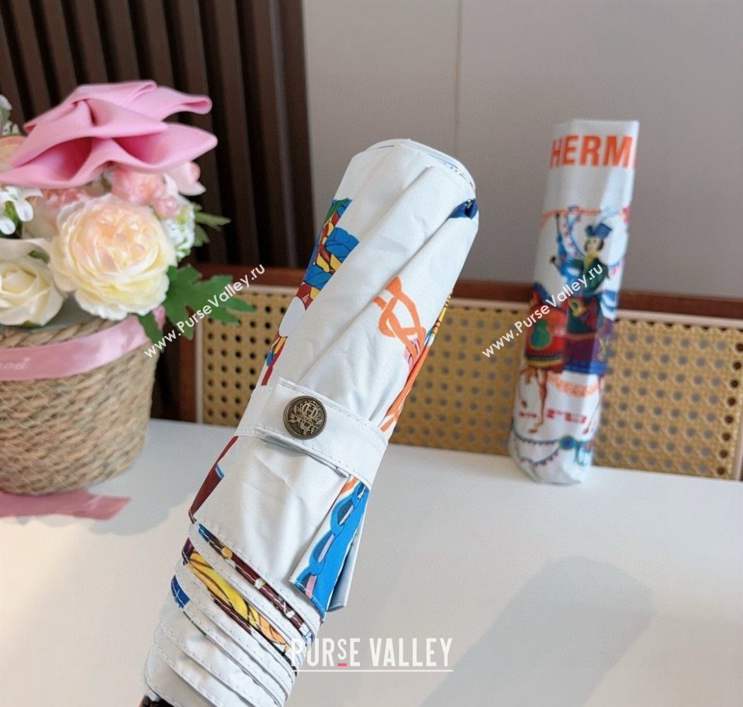 Hermes Knight Umbrella White 2025 0616 (SHI-250616075)