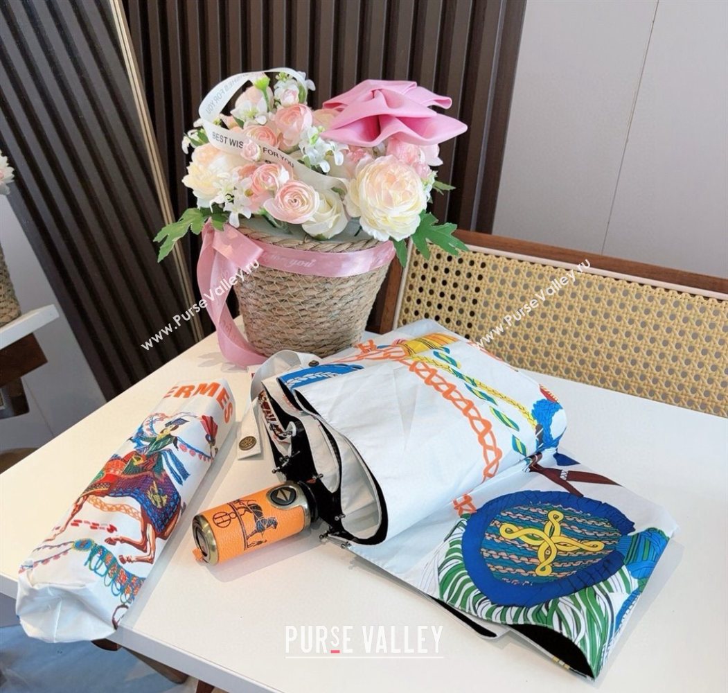 Hermes Knight Umbrella White 2025 0616 (SHI-250616075)