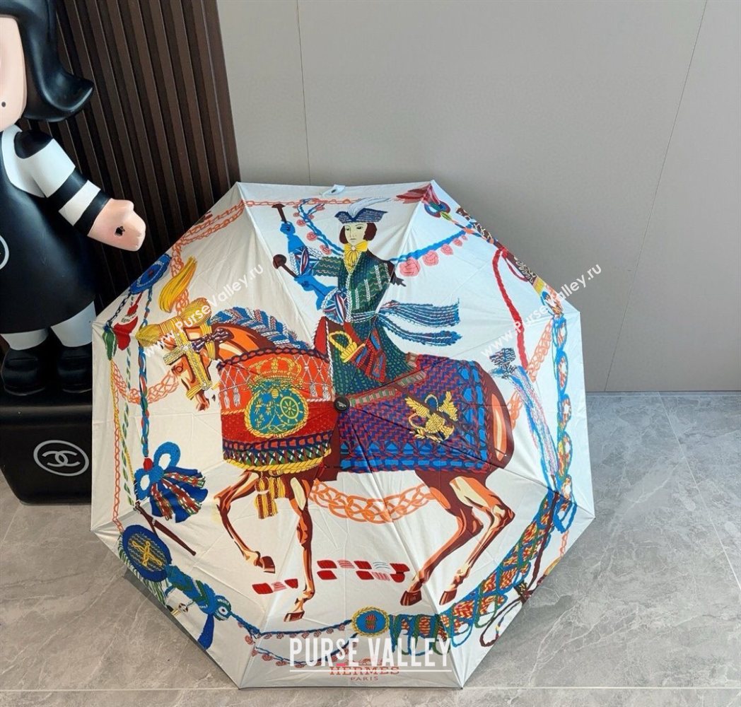Hermes Knight Umbrella White 2025 0616 (SHI-250616075)