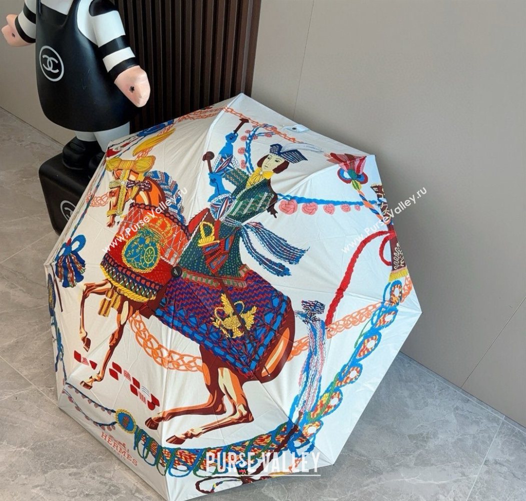 Hermes Knight Umbrella White 2025 0616 (SHI-250616075)