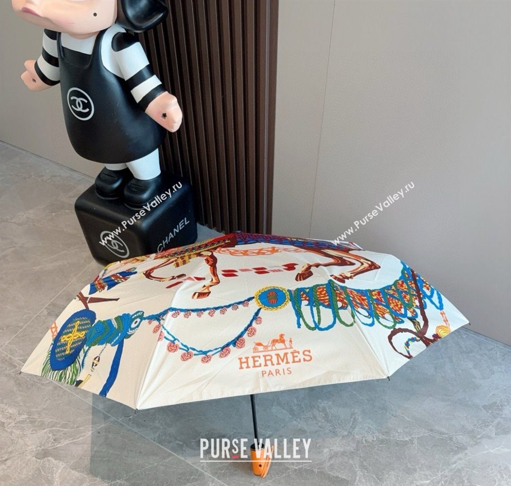 Hermes Knight Umbrella White 2025 0616 (SHI-250616075)