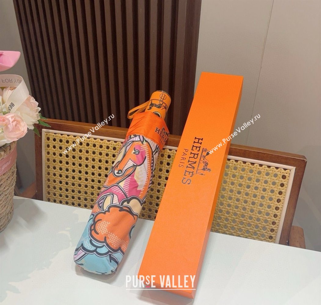 Hermes Flying Horse Umbrella Orange 2025 0616 (SHI-250616079)