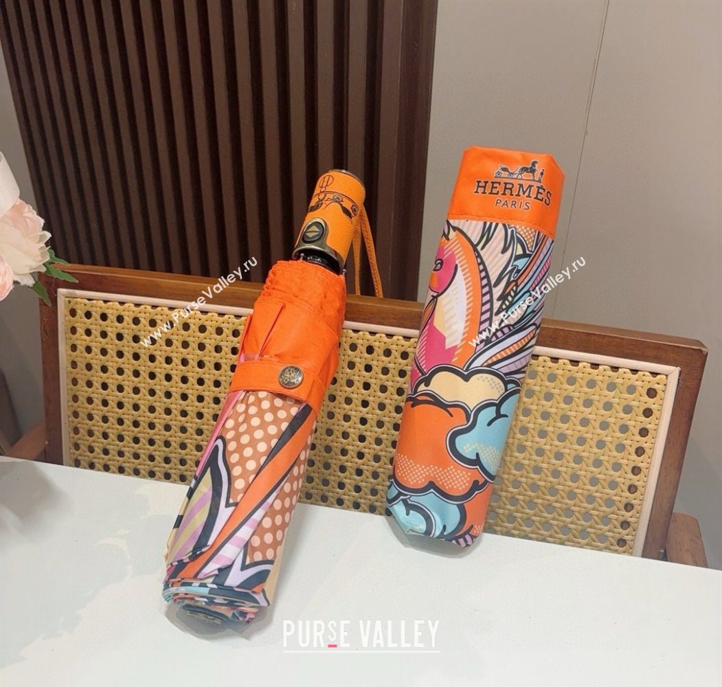 Hermes Flying Horse Umbrella Orange 2025 0616 (SHI-250616079)