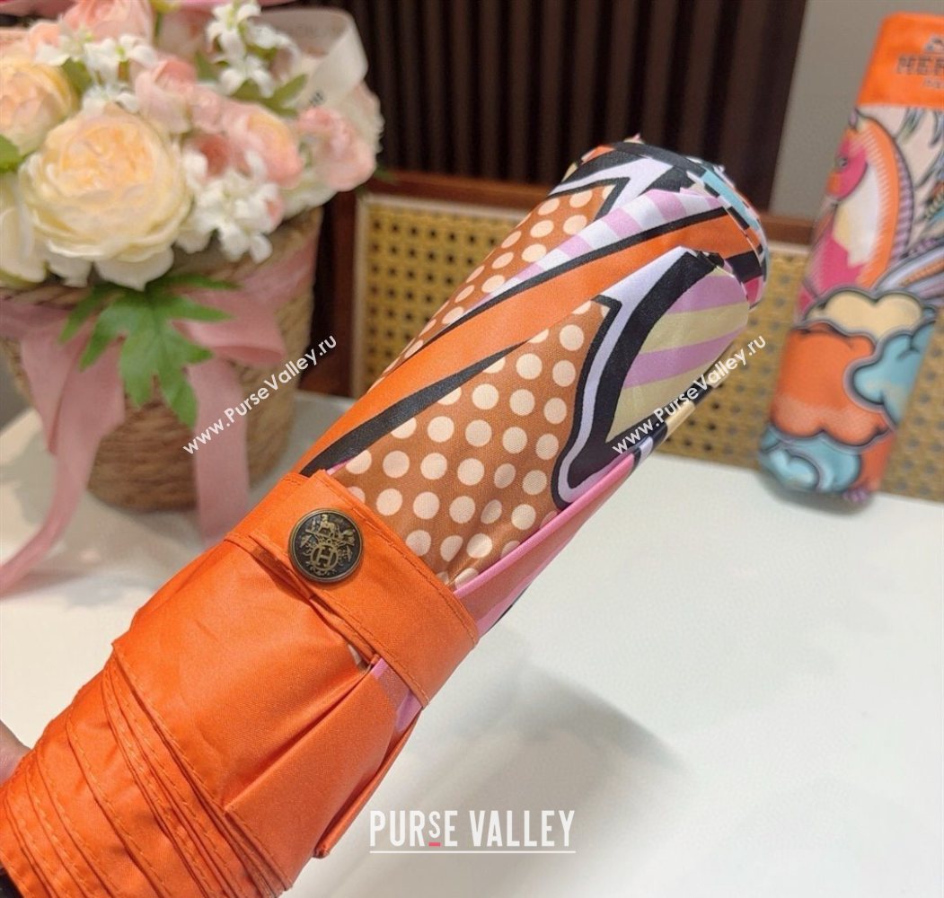 Hermes Flying Horse Umbrella Orange 2025 0616 (SHI-250616079)