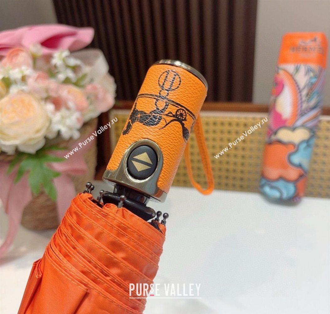 Hermes Flying Horse Umbrella Orange 2025 0616 (SHI-250616079)