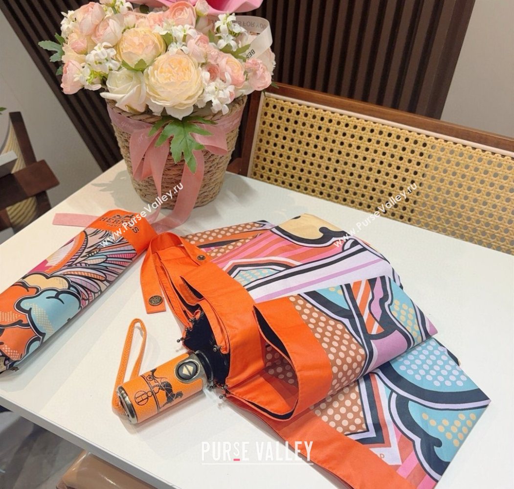 Hermes Flying Horse Umbrella Orange 2025 0616 (SHI-250616079)