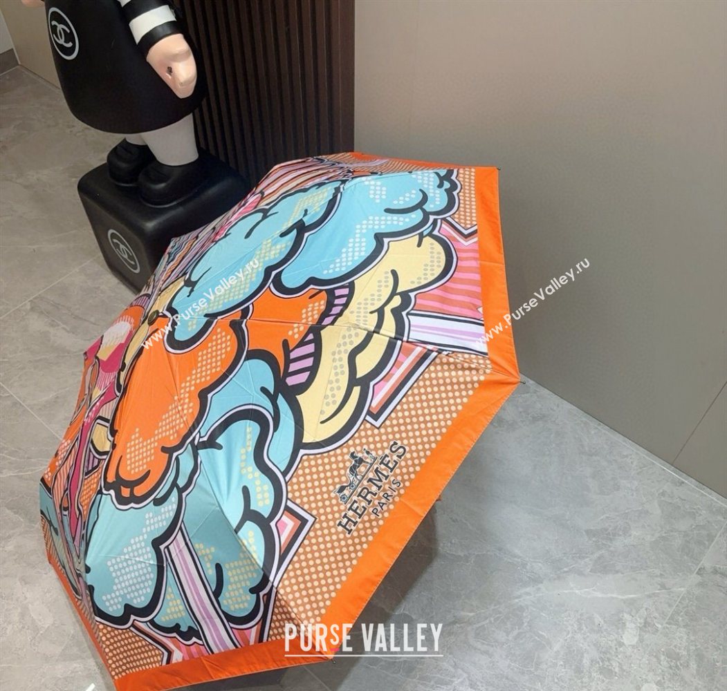Hermes Flying Horse Umbrella Orange 2025 0616 (SHI-250616079)