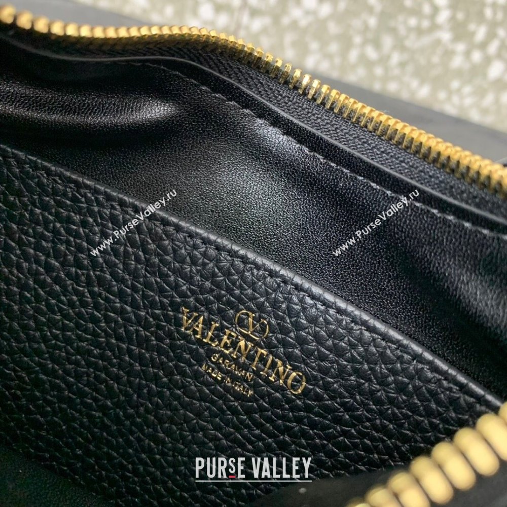 Valentino Mini Rockstud Hobo bag in Grainy Calfskin Black 2023 VL0513 (LN-231229032)