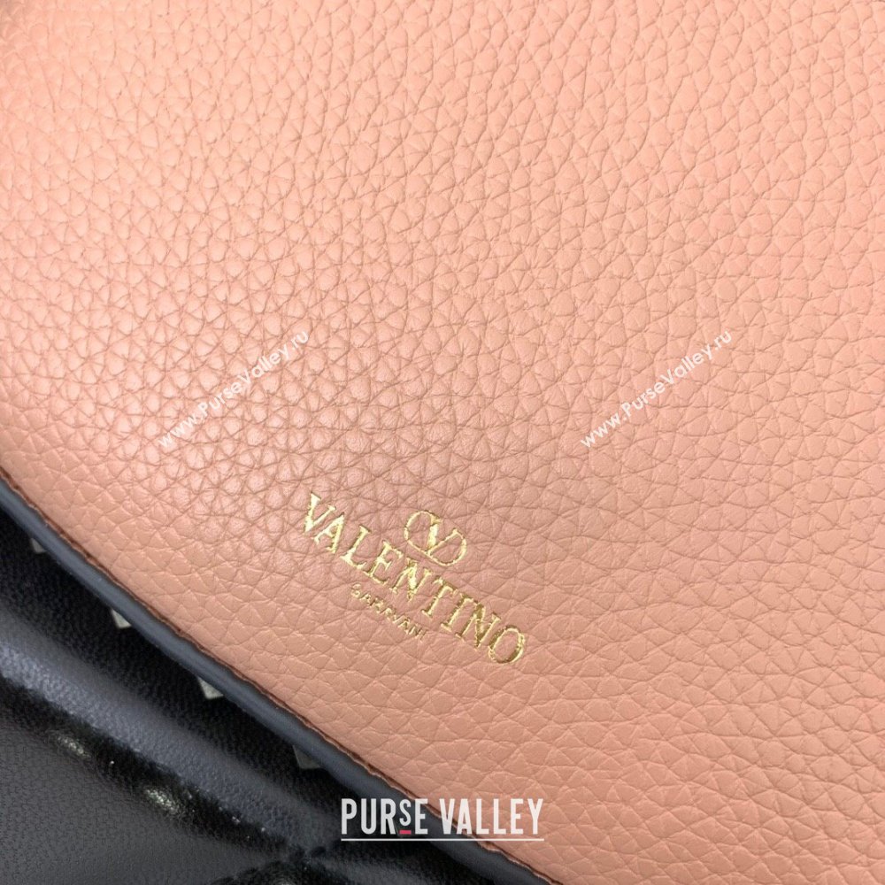 Valentino Mini Rockstud Hobo bag in Grainy Calfskin Pink 2023 VL0513 (LN-231229033)