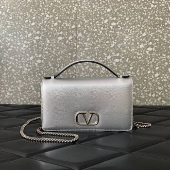 Valentino VLogo Signature Grainy Calfskin Wallet with Chain Silver 2025 VLTN068 (LKF-250626017)