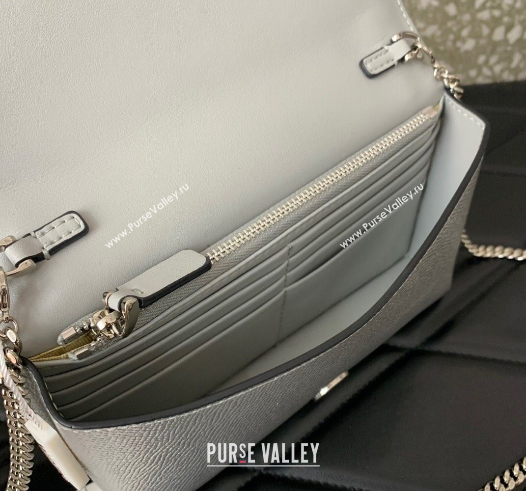 Valentino VLogo Signature Grainy Calfskin Wallet with Chain Silver 2025 VLTN068 (LKF-250626017)