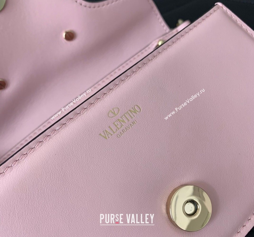 Valentino Locò embroidered Small Shoulder Bag with Crystal Logo 5031 Light Pink 2024 (LN-240220068)