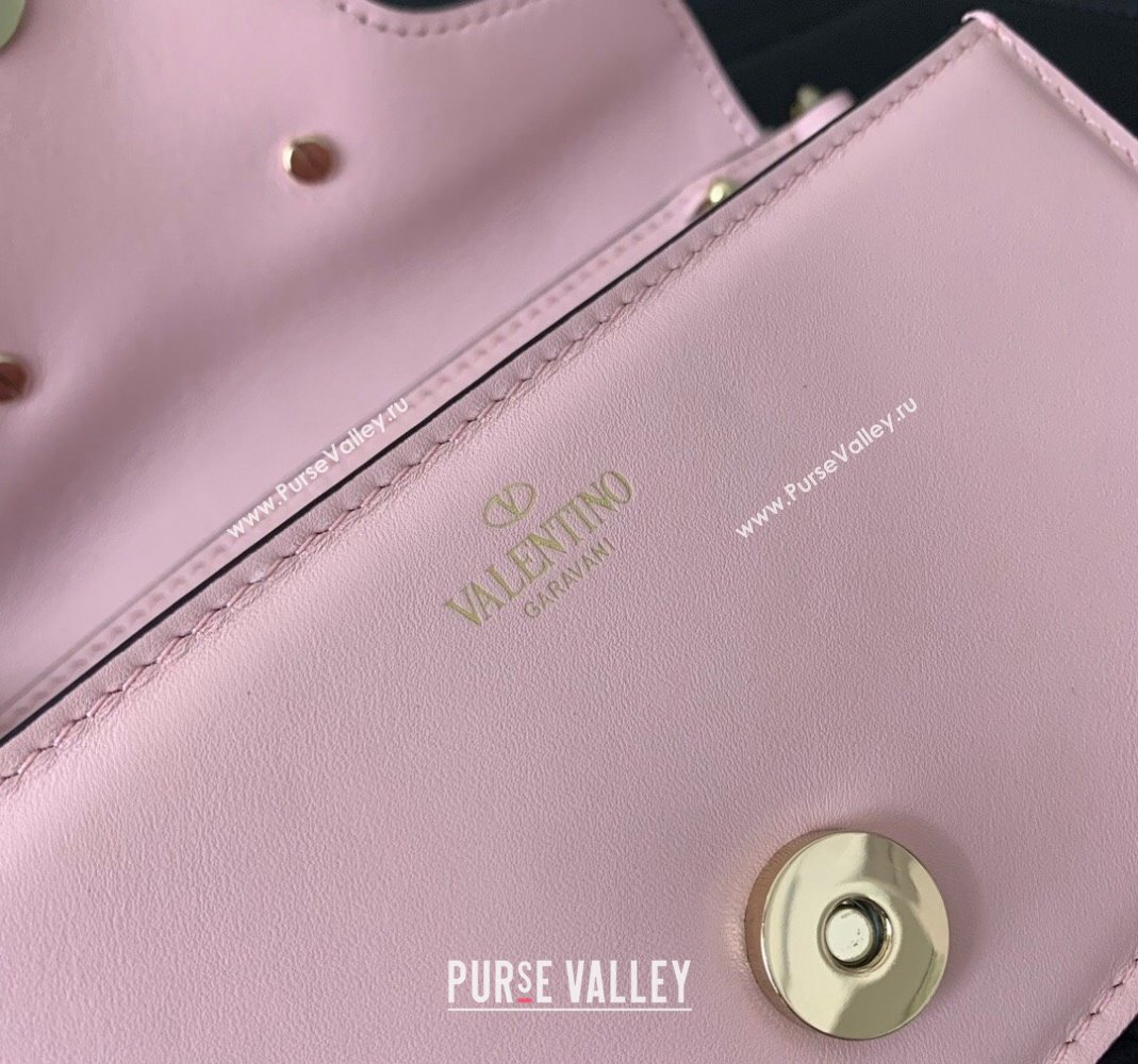 Valentino Locò embroidered Small Shoulder Bag with Crystal Logo 5031 Light Pink 2024 (LN-240220068)