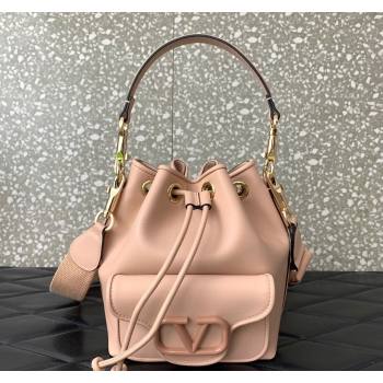 Valentino Calfskin Bucket Bag Rose Nude 2024 0049 (LN-240220070)