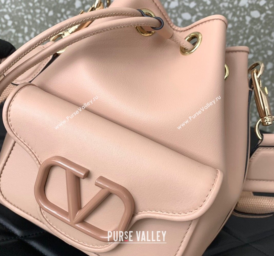 Valentino Calfskin Bucket Bag Rose Nude 2024 0049 (LN-240220070)