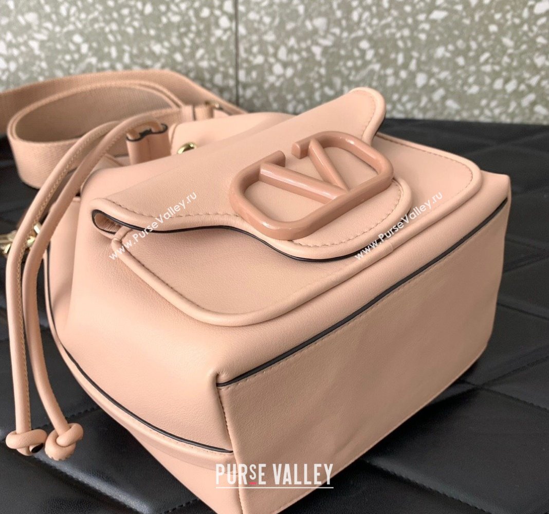 Valentino Calfskin Bucket Bag Rose Nude 2024 0049 (LN-240220070)