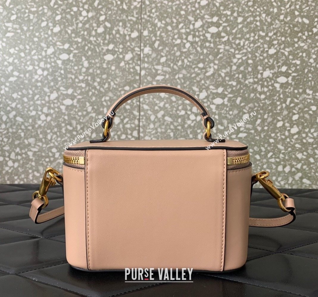 Valentino Mini Loco Calfskin Handbag with Jewel Crystals Logo Rose Nude 2024 5026 (LN-240220053)