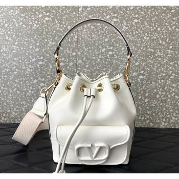 Valentino Calfskin Bucket Bag White 2024 0049 (LN-240220071)