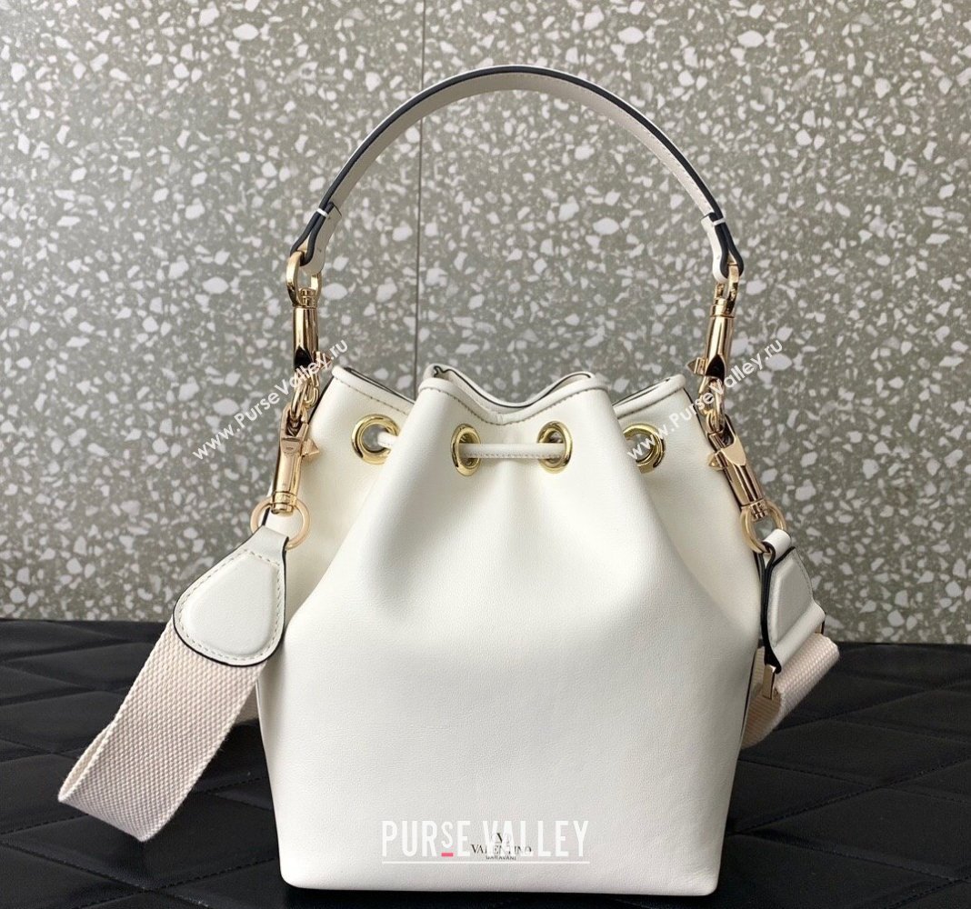 Valentino Calfskin Bucket Bag White 2024 0049 (LN-240220071)