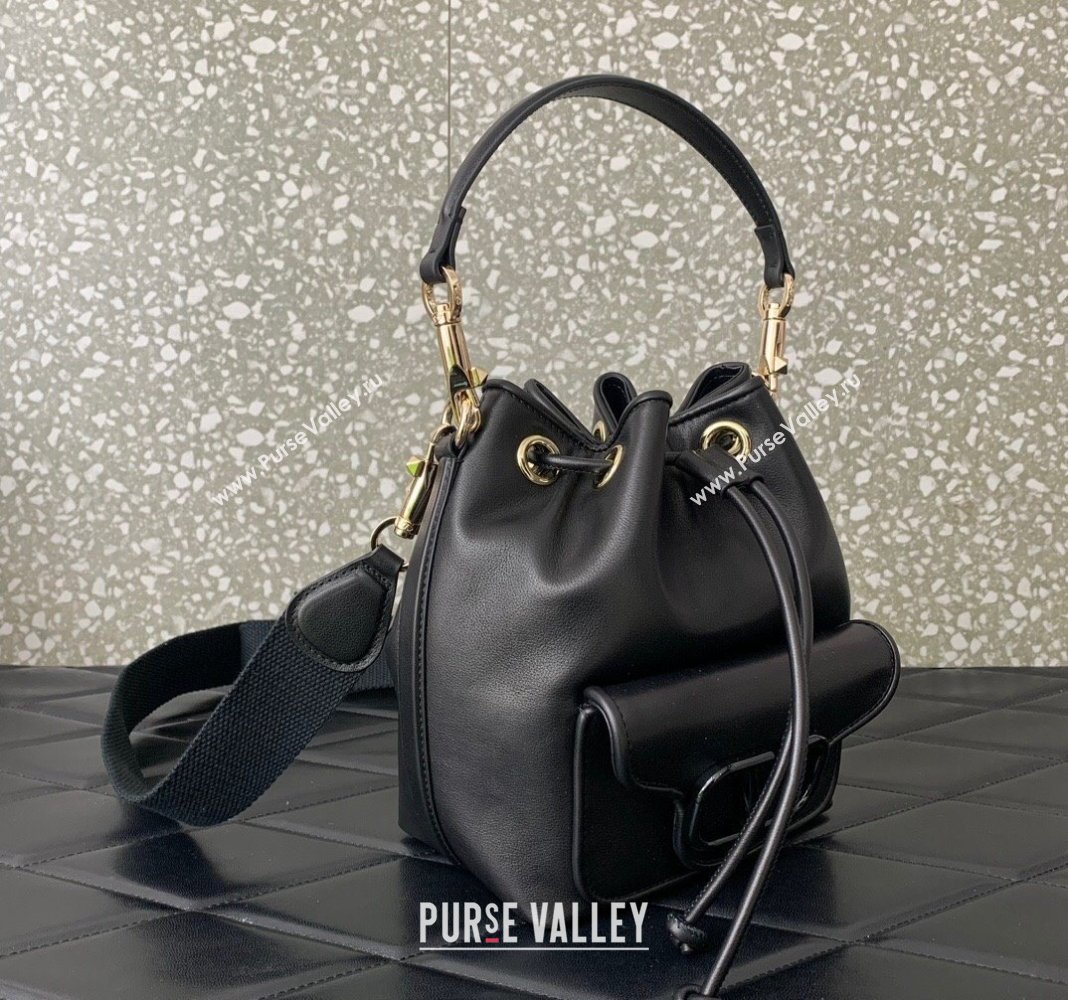 Valentino Calfskin Bucket Bag Black 2024 0049 (LN-240220072)