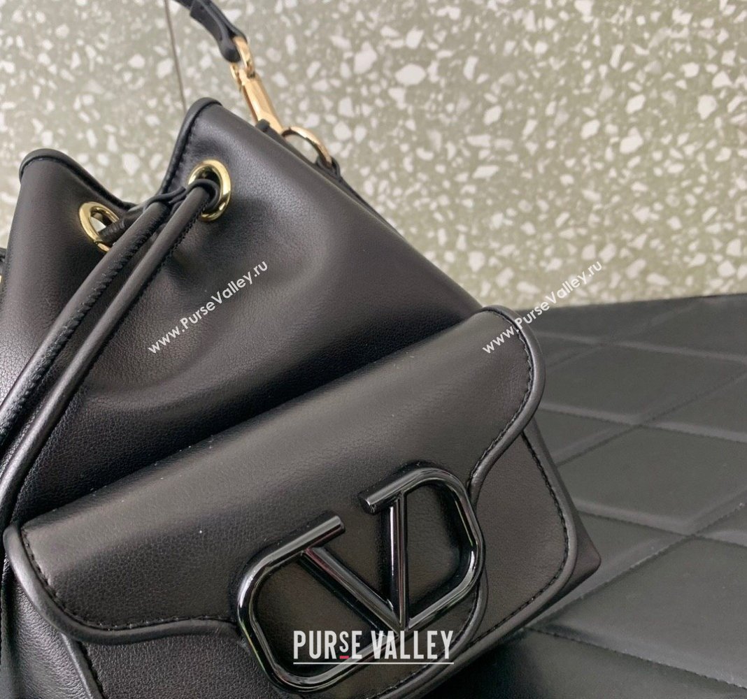 Valentino Calfskin Bucket Bag Black 2024 0049 (LN-240220072)