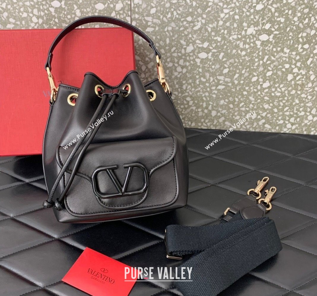 Valentino Calfskin Bucket Bag Black 2024 0049 (LN-240220072)