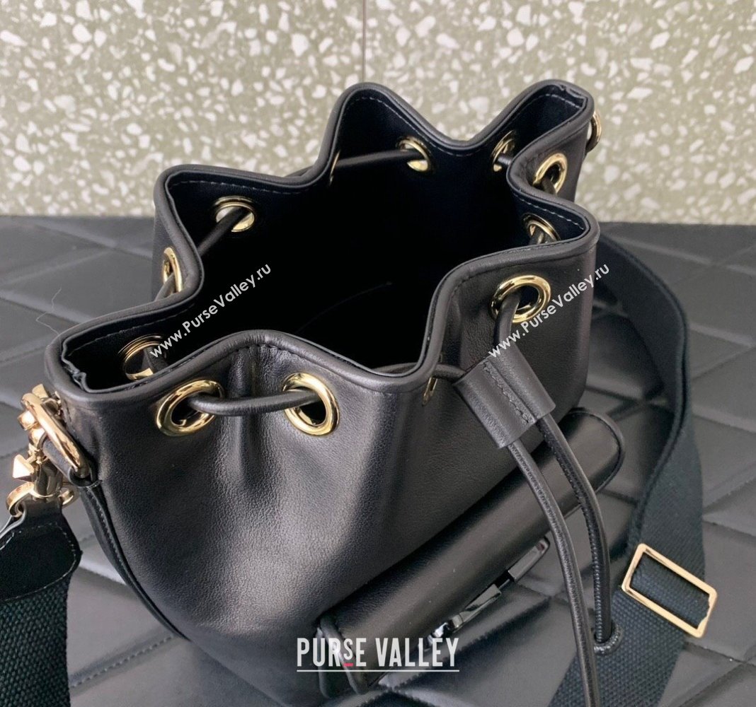 Valentino Calfskin Bucket Bag Black 2024 0049 (LN-240220072)